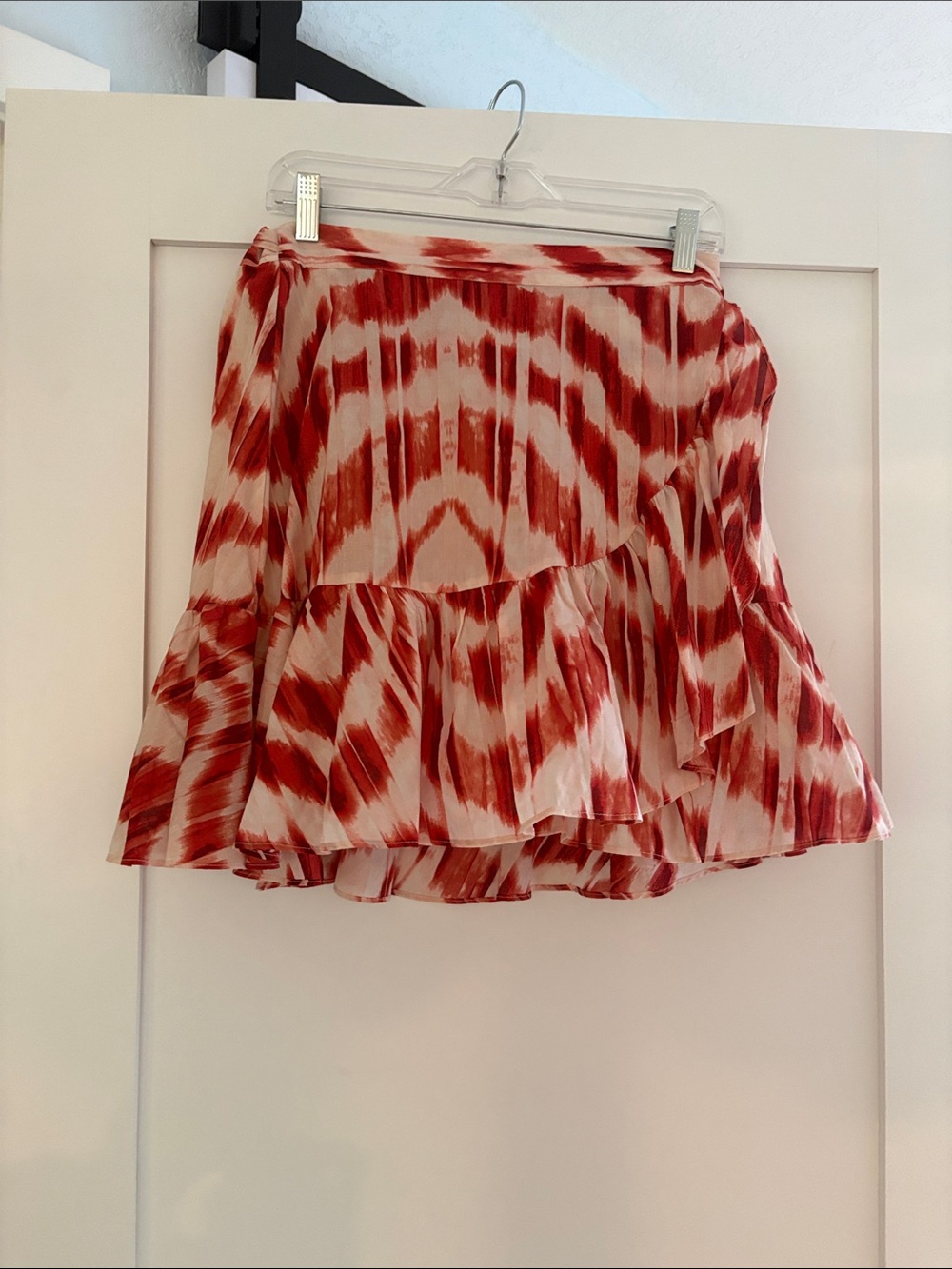 Banana Republic Factory Red and White Tiered Skater Skirt Sz S